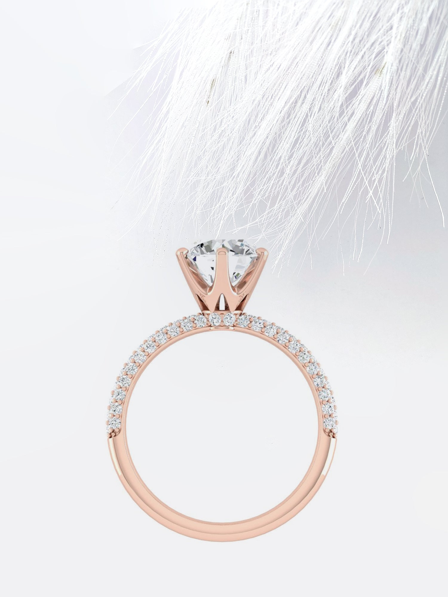 Round Cut Moissanite Pave Diamond Engagement Ring For Women