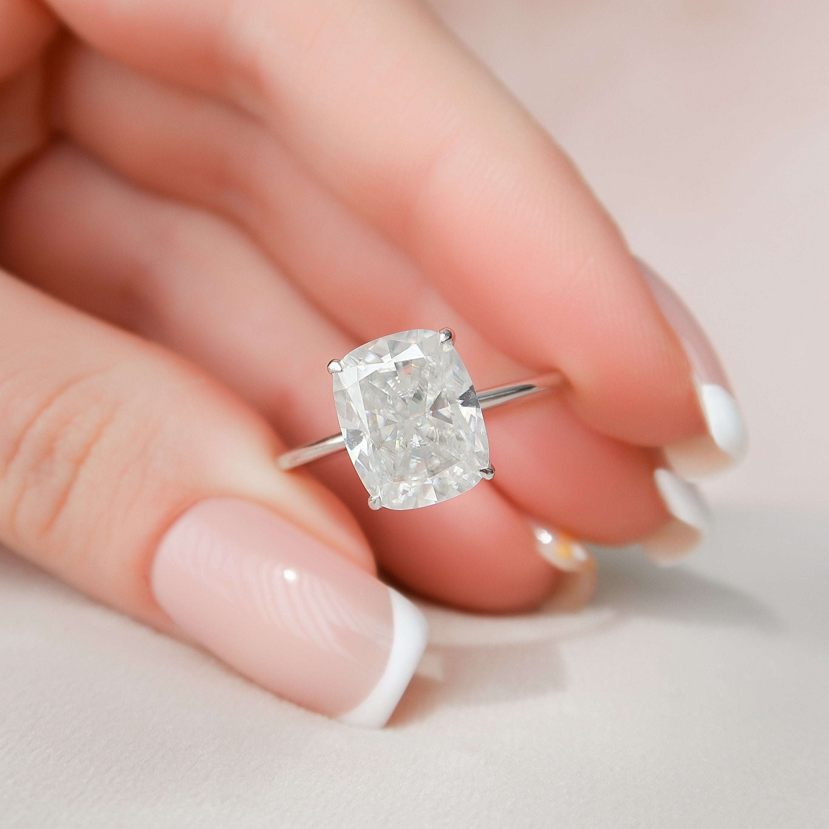 6.0CT Elongated Cushion Moissanite Ring