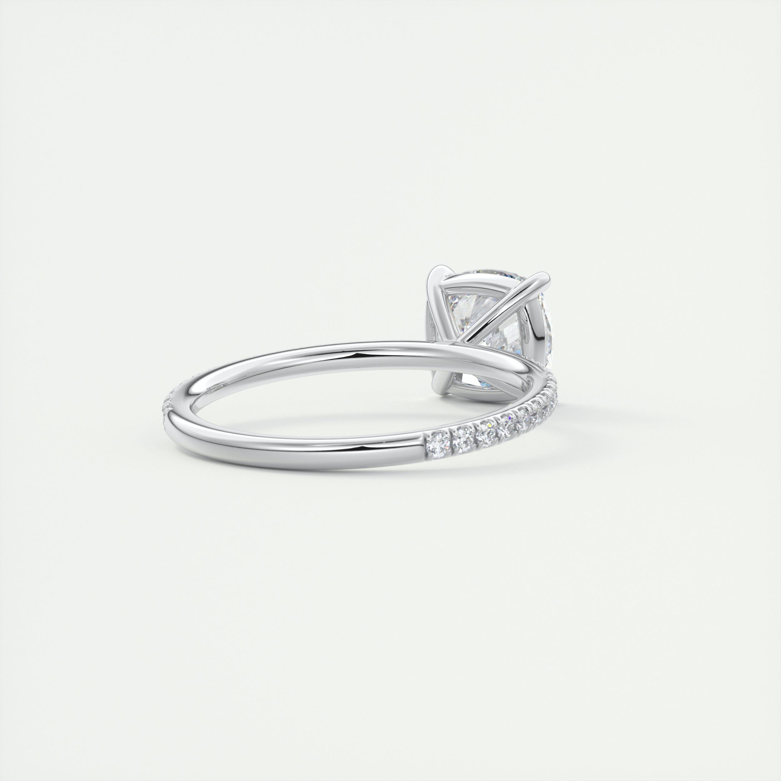 2CT Cushion Pave Moissanite Diamond Four Prong Engagement Ring