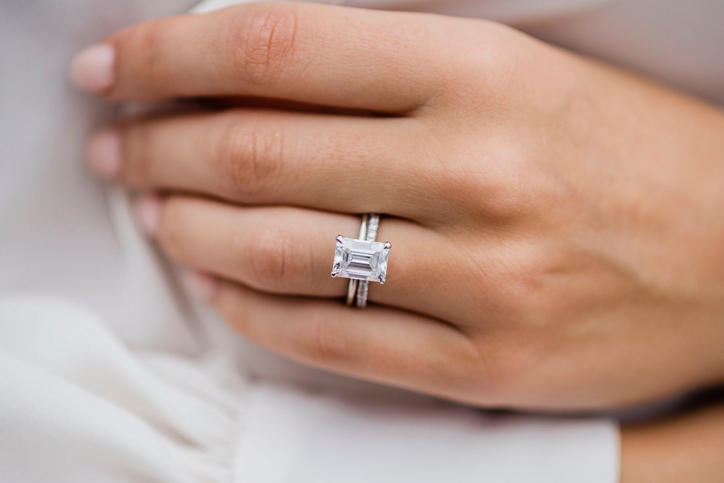 2.60CT Emerald Cut Moissanite Solitaire Engagement Ring