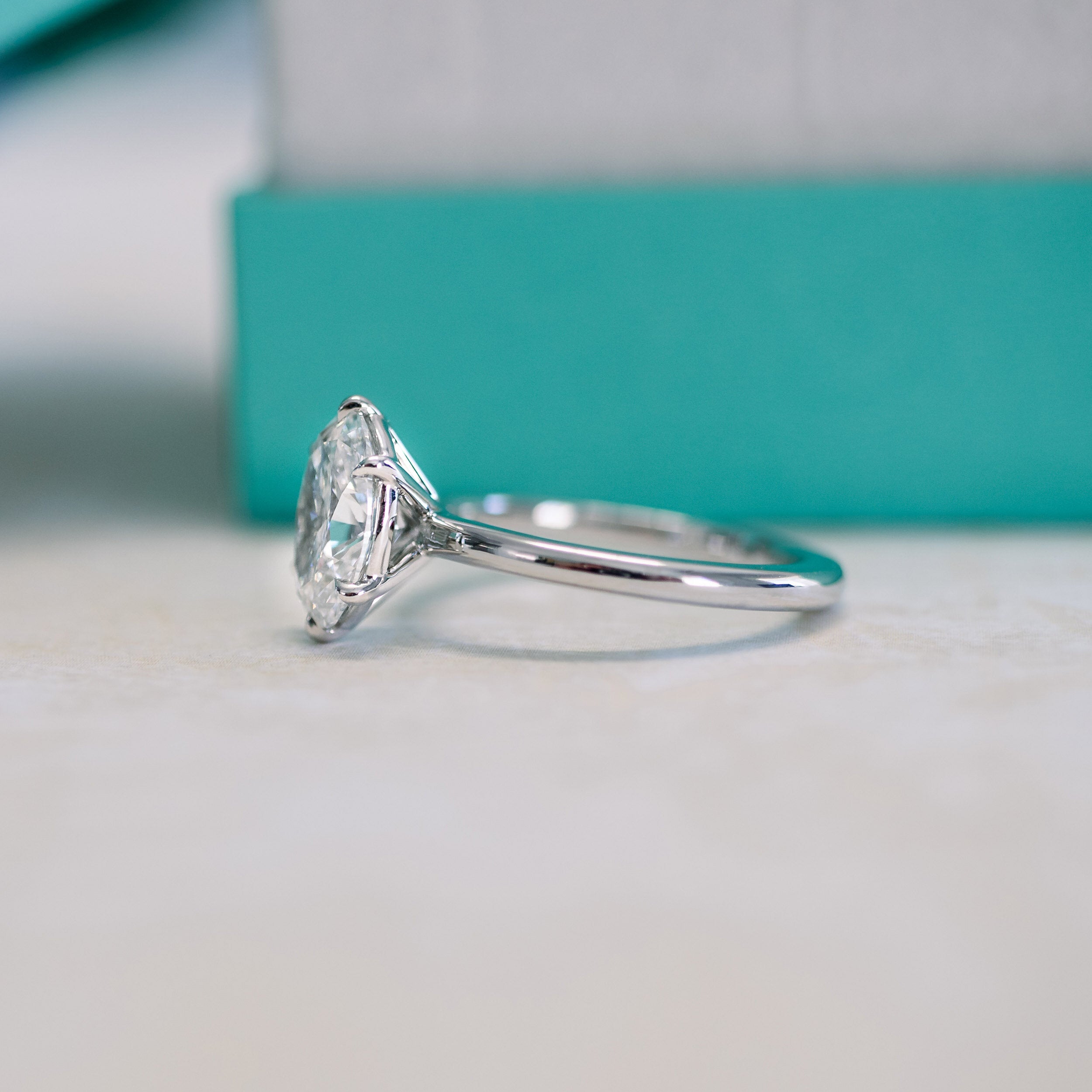 1.50ct Oval Six Prong Moissanite Diamond Solitaire Engagement Ring