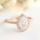 1.50CT Pear Pave Moissanite Diamond Halo Engagement Ring For Her