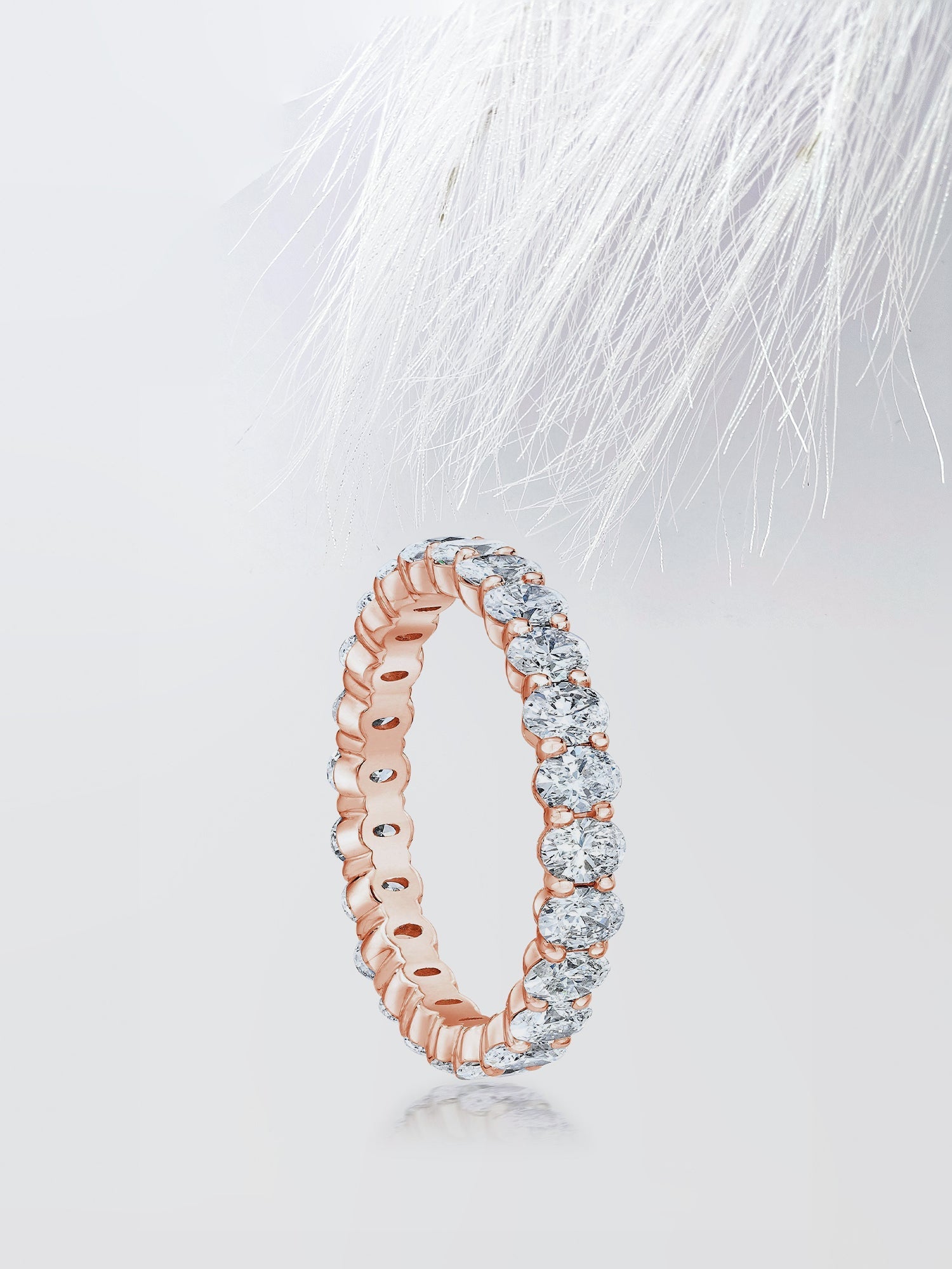 Oval Moissanite Full Eternity Diamond Wedding Band in White Gold