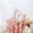 1.50CT Pear Halo Moissanite Diamond Vintage Pave Engagement Ring For Women