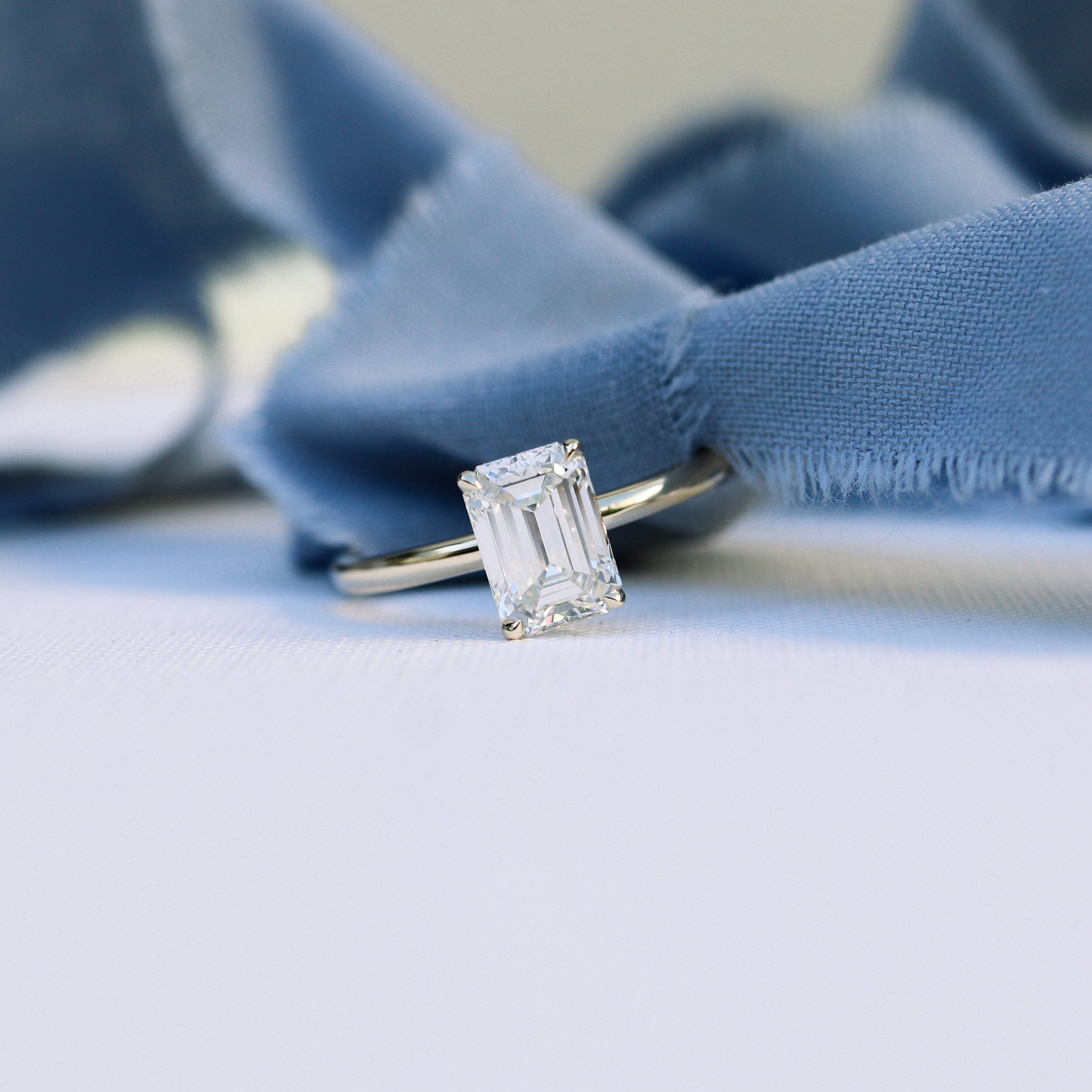 2.75ct Emerald Cut Moissanite Diamond Solitaire Engagement Ring For Her