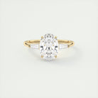 2CT Oval Three Stone Moissanite Diamond Engagement Ring With Solitaire Setting