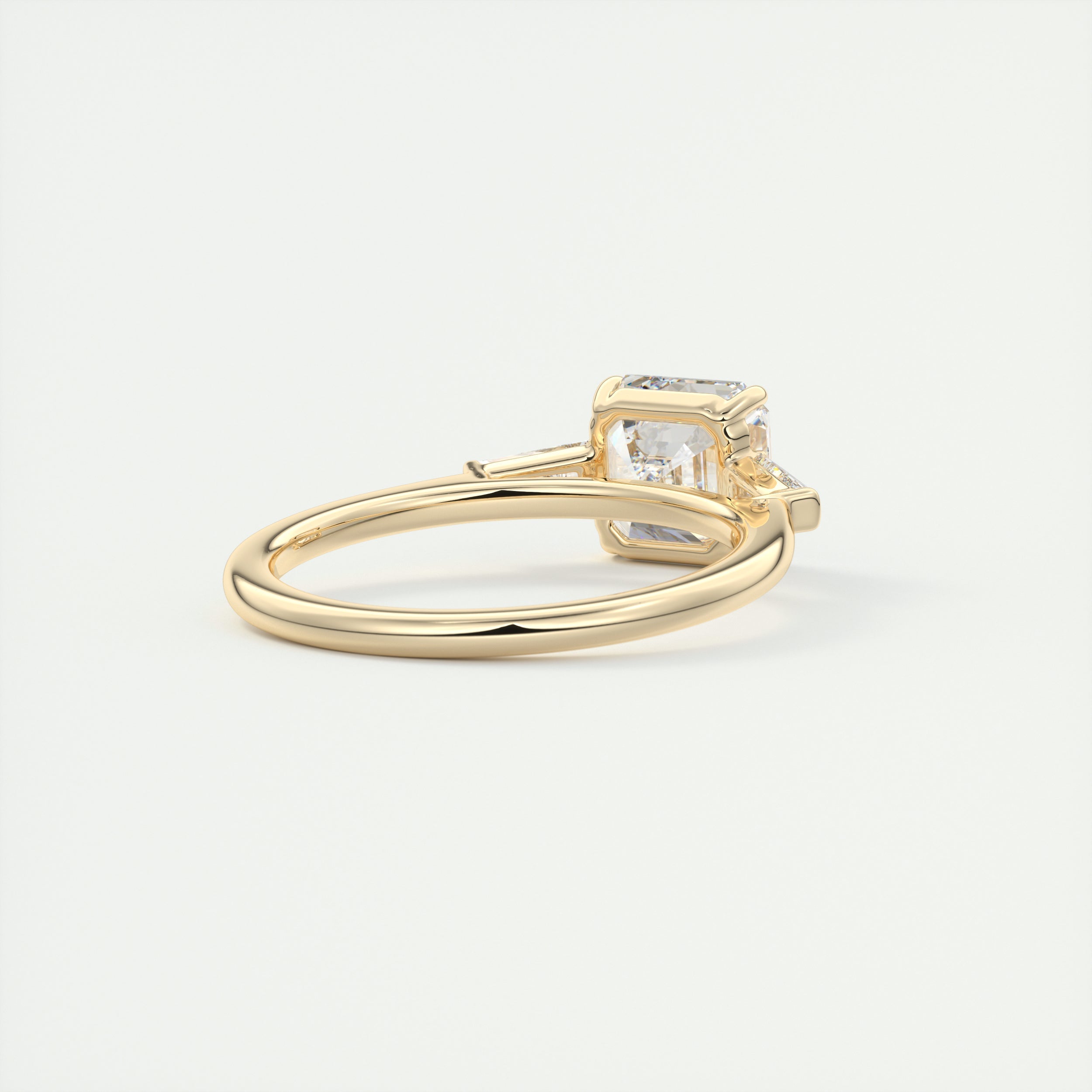 2CT Three Stone Asscher Moissanite Diamond Solitaire Engagement Ring