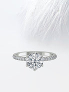 Round Cut Diamond Pave Moissanite Engagement Ring For Her