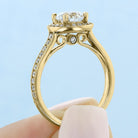1.0CT Round Halo Moissanite Diamond Pave Engagement Ring In 18K Yellow Gold