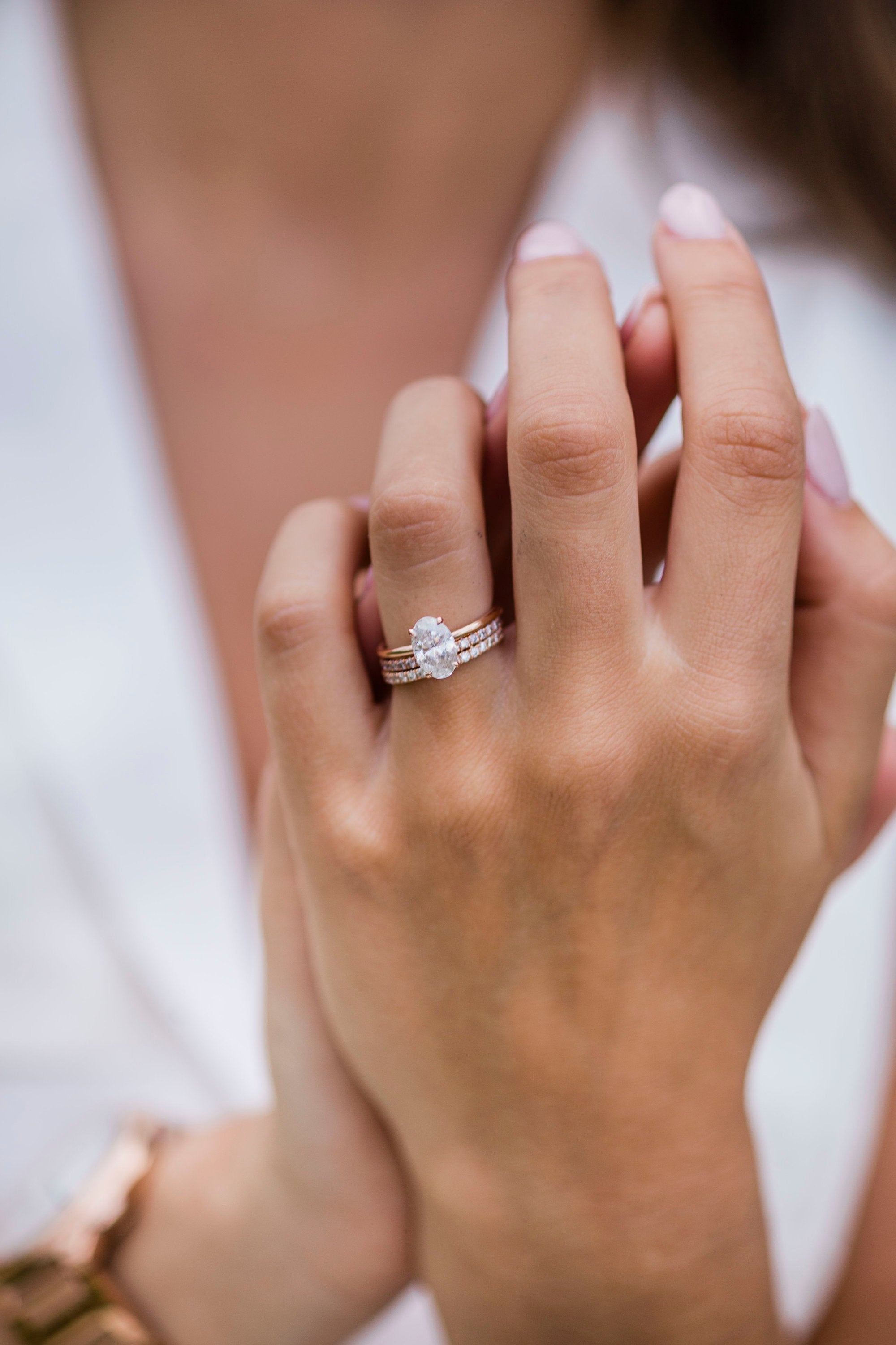 1.85CT Oval Cut Moissanite Solitaire Engagement Ring in 14K Rose Gold