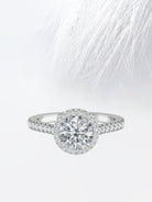 Round Cut Diamond Halo Moissanite Engagement Ring For Women