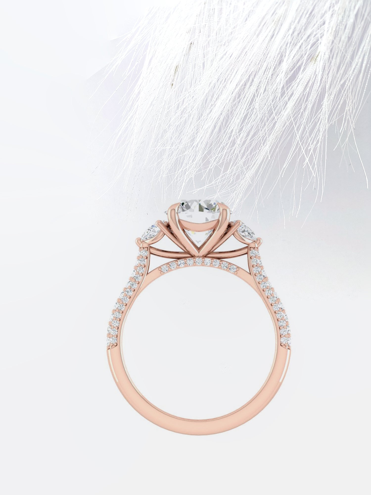 Round Cut Diamond Pave Moissanite Engagement Ring For Women