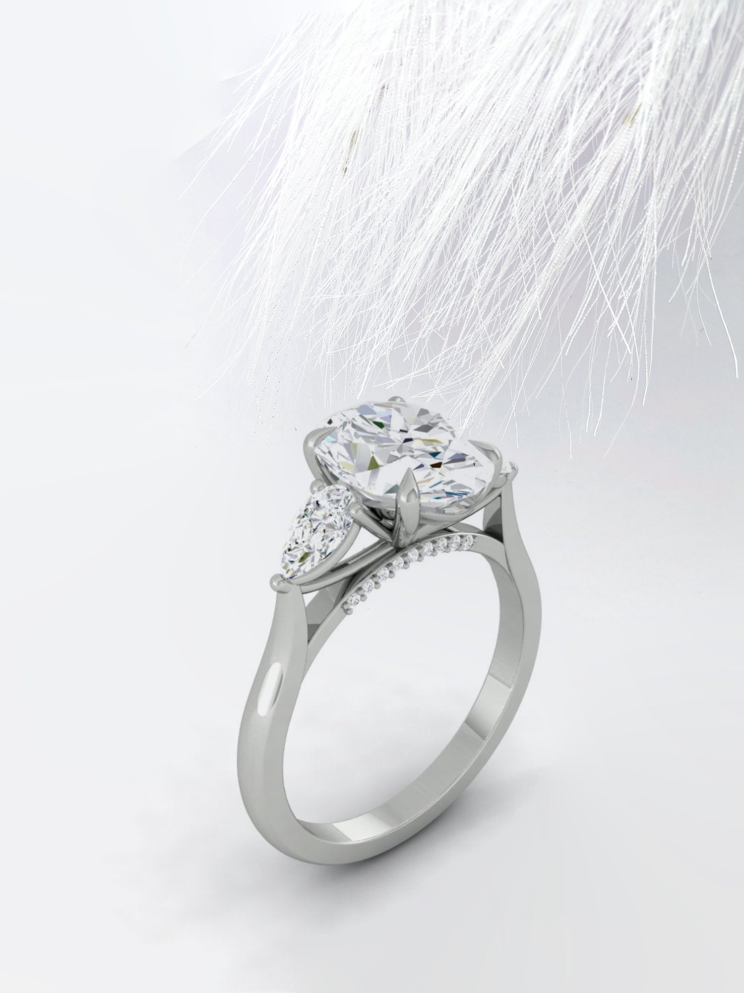 Three Stone Diamond Oval Cut Moissanite Engagement Ring For Her