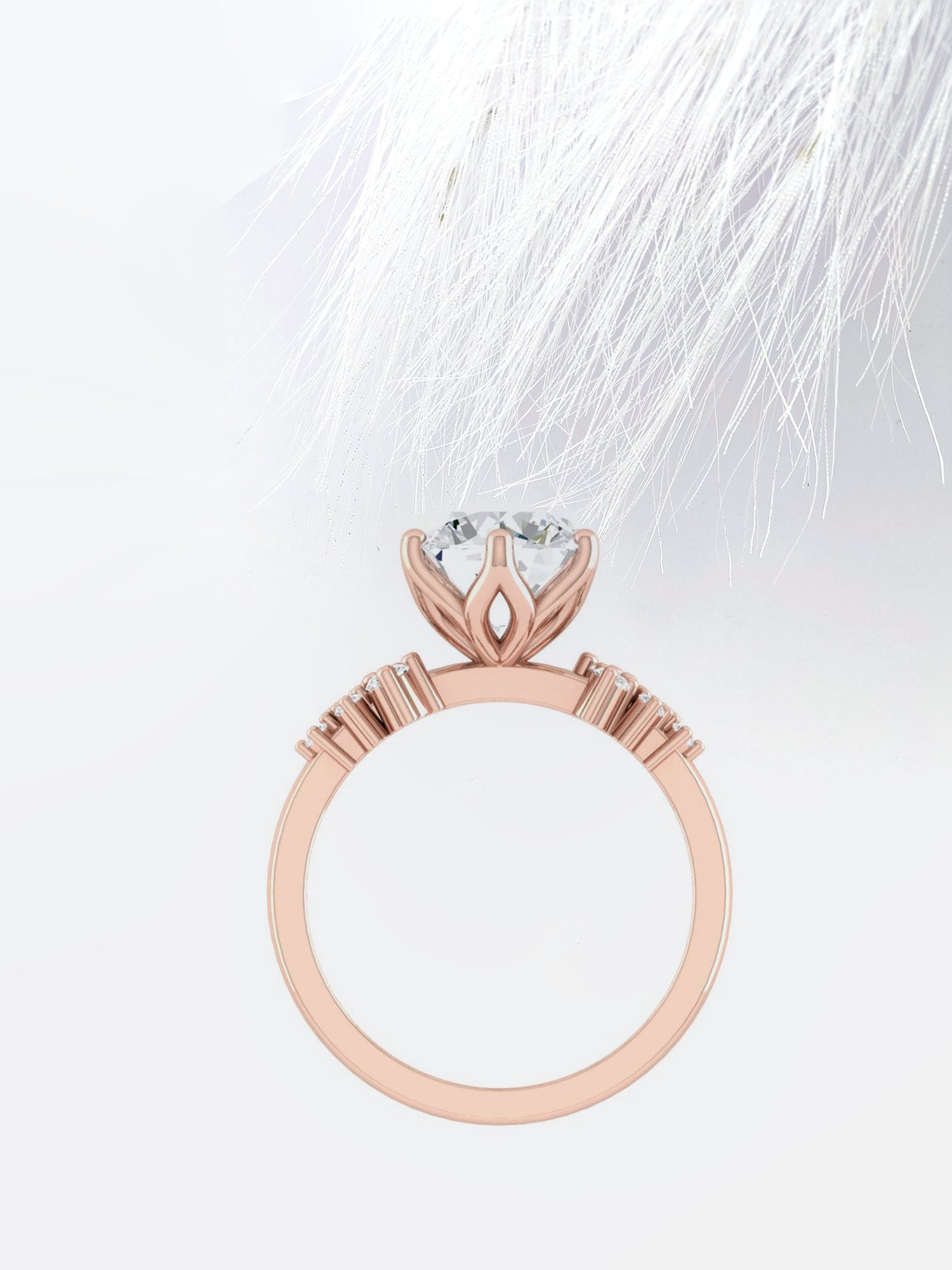 Round Cut Diamond Cluster Moissanite Engagement Ring For Her