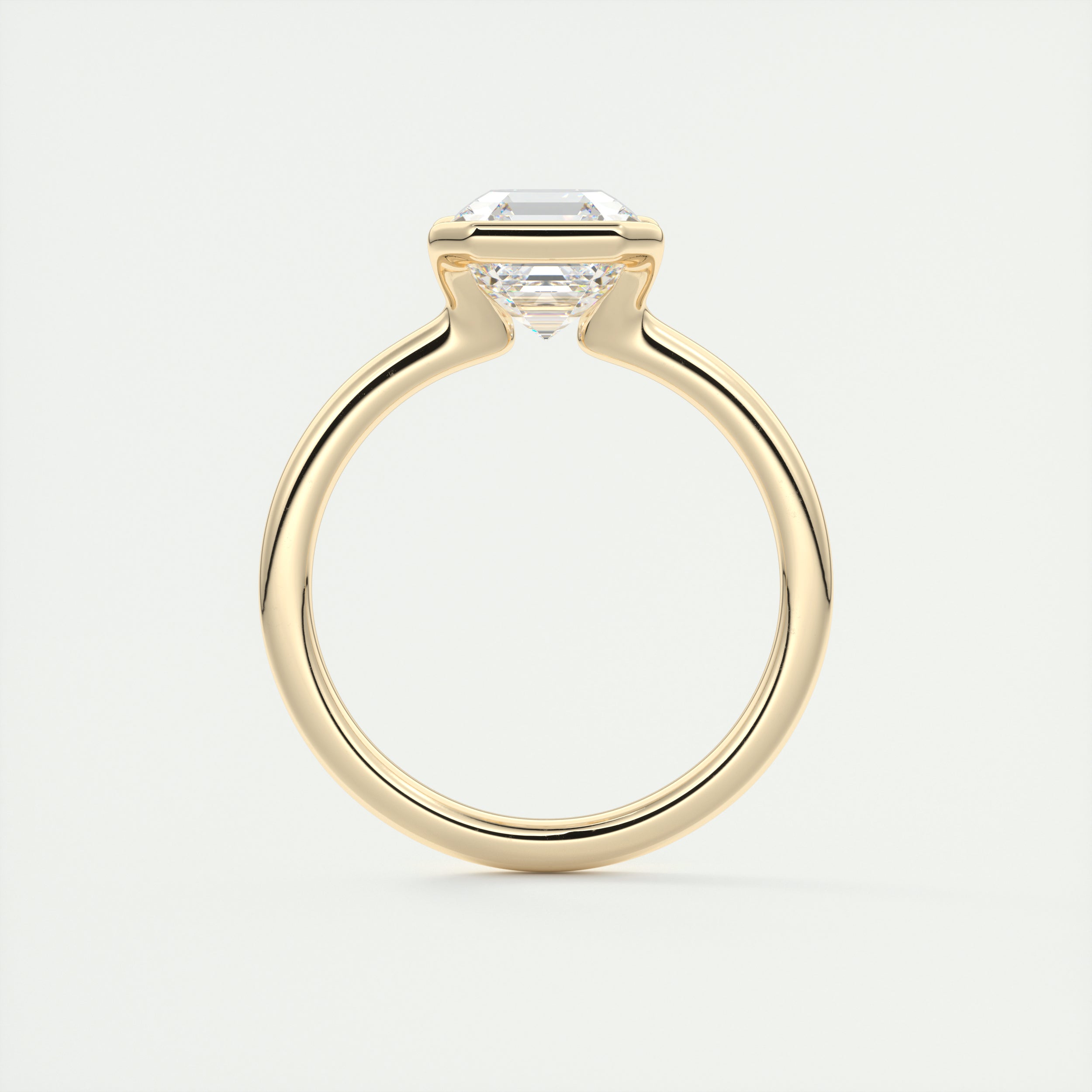 2CT Half Bezel Set Asscher Cut Open Moissanite Diamond Engagement Ring