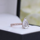 2.25CT Pear Hidden Halo Moissanite Diamond Pave Engagement Ring