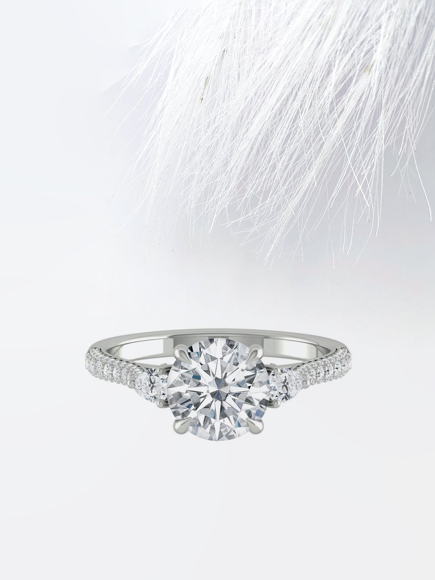 Round Cut Diamond Pave Moissanite Engagement Ring For Women