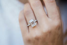 4.30CT Emerald Cut Hidden Halo Moissanite Engagement Ring