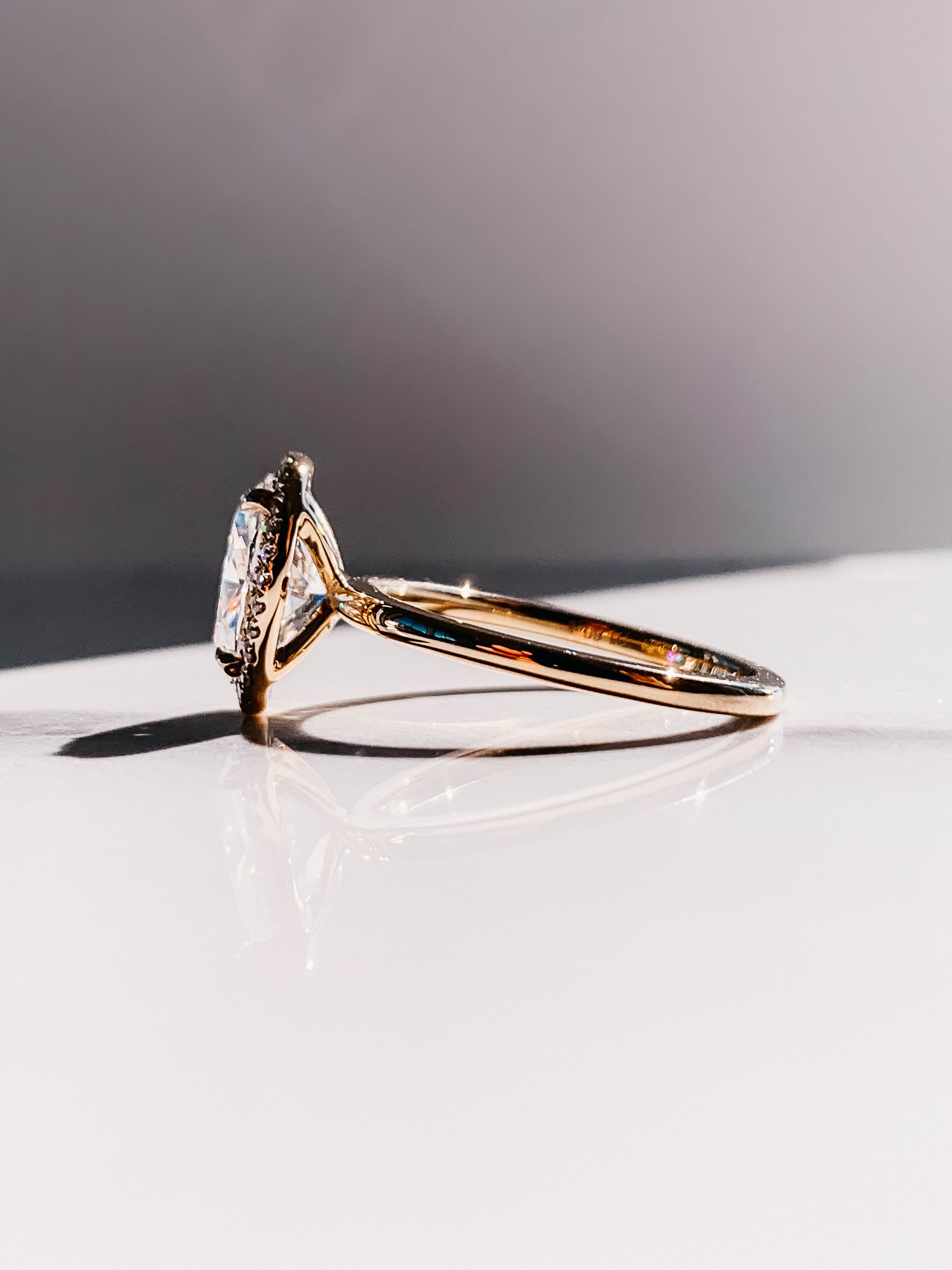 2.0CT Oval Four Prong Moissanite Diamond Halo Engagement Ring In 18K Yellow Gold