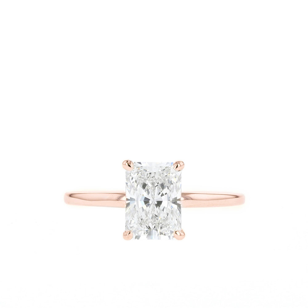 1.70ct Radiant Four Prong Moissanite Diamond Solitaire Engagement Ring