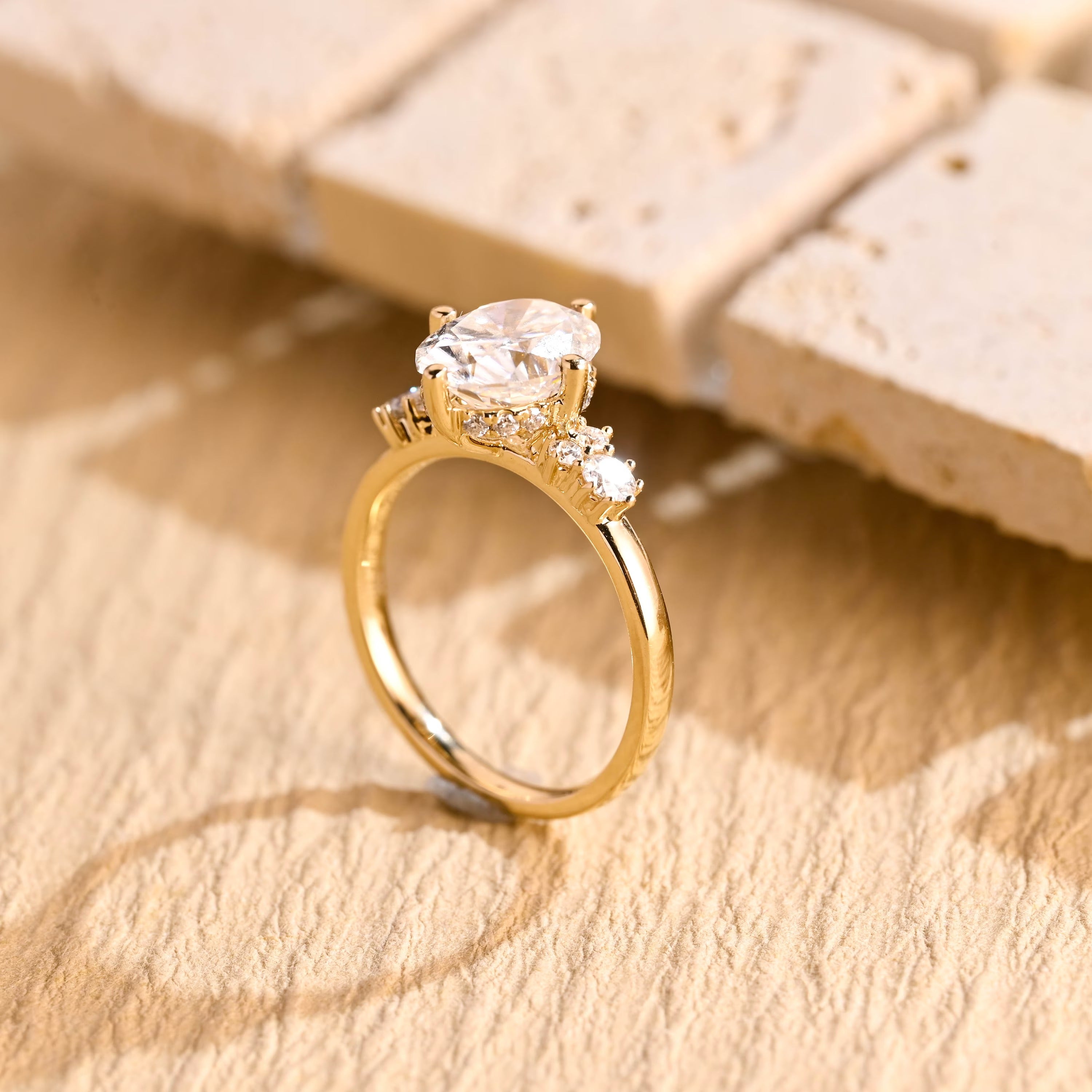 Buy Oval Cut Hidden Halo Diamond Moissanite Ring