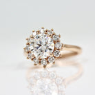 Vintage-inspired three-stone moissanite engagement rings