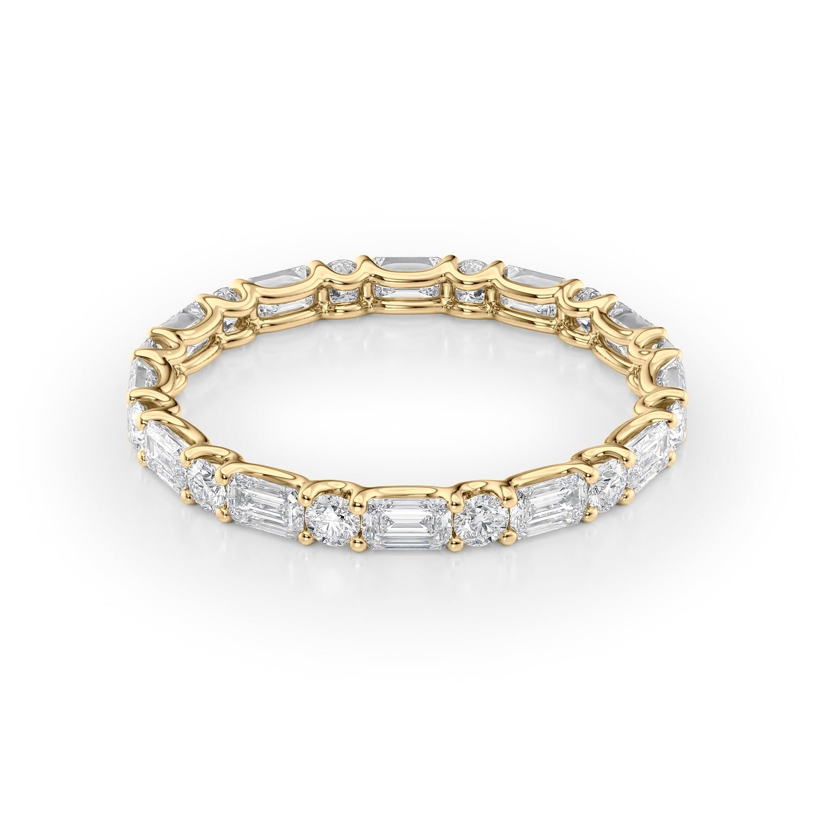 Alternating Emerald and Round Diamond Band
