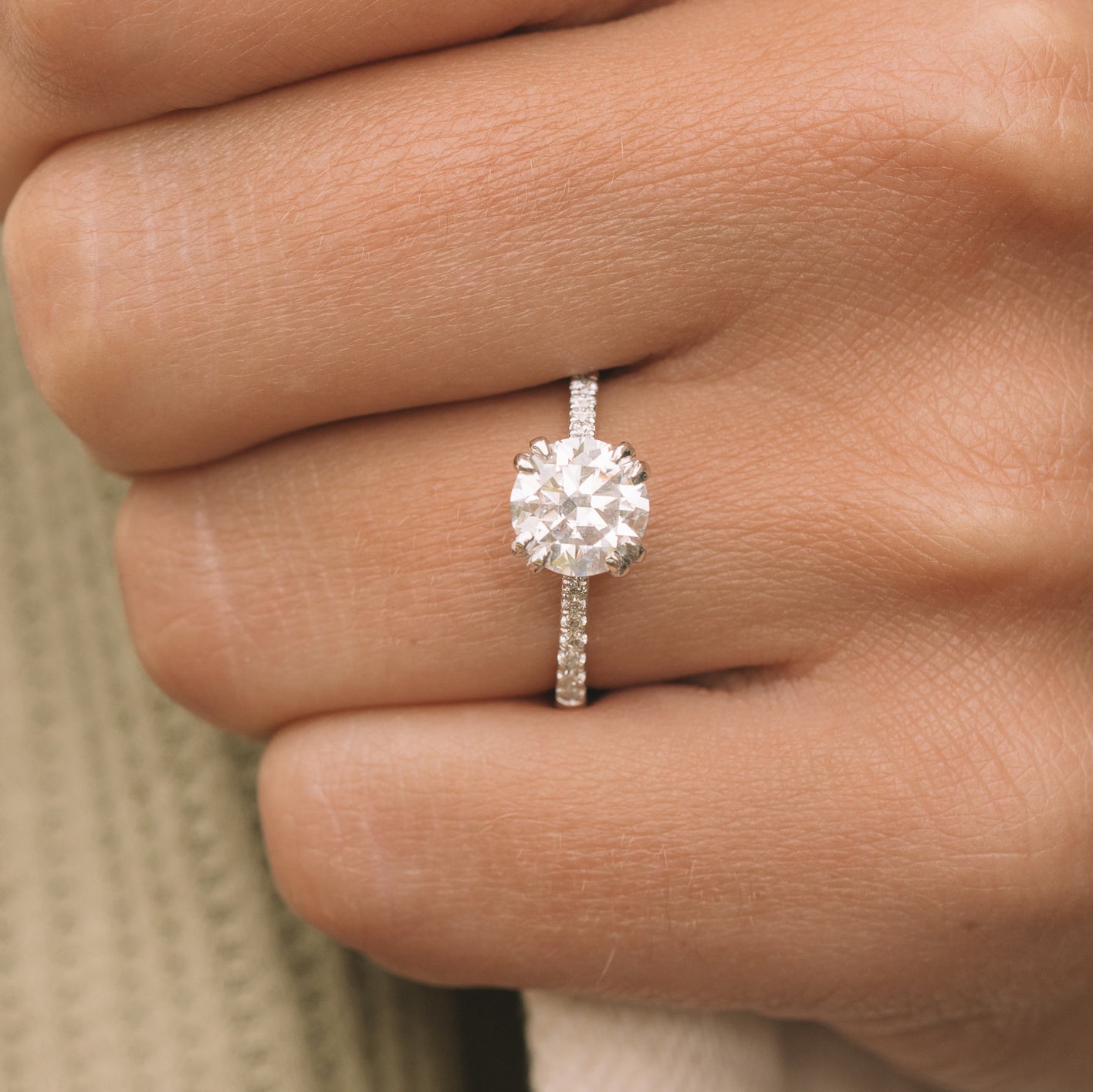 1.25ct Round Hidden Halo Moissanite Diamond Engagement Ring