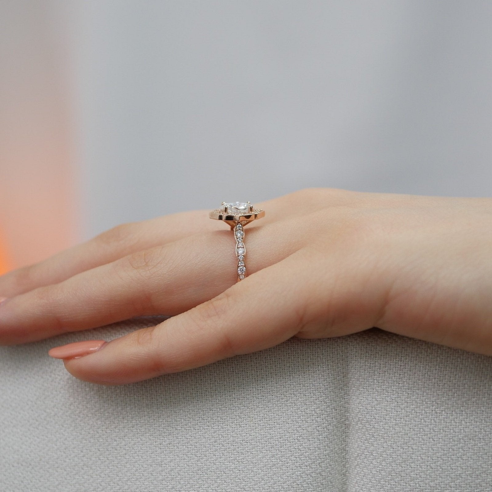 Oval Diamond Halo Ring