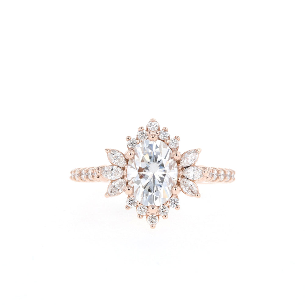 1.20CT Oval Halo Cluster Moissanite Diamond Engagement Ring