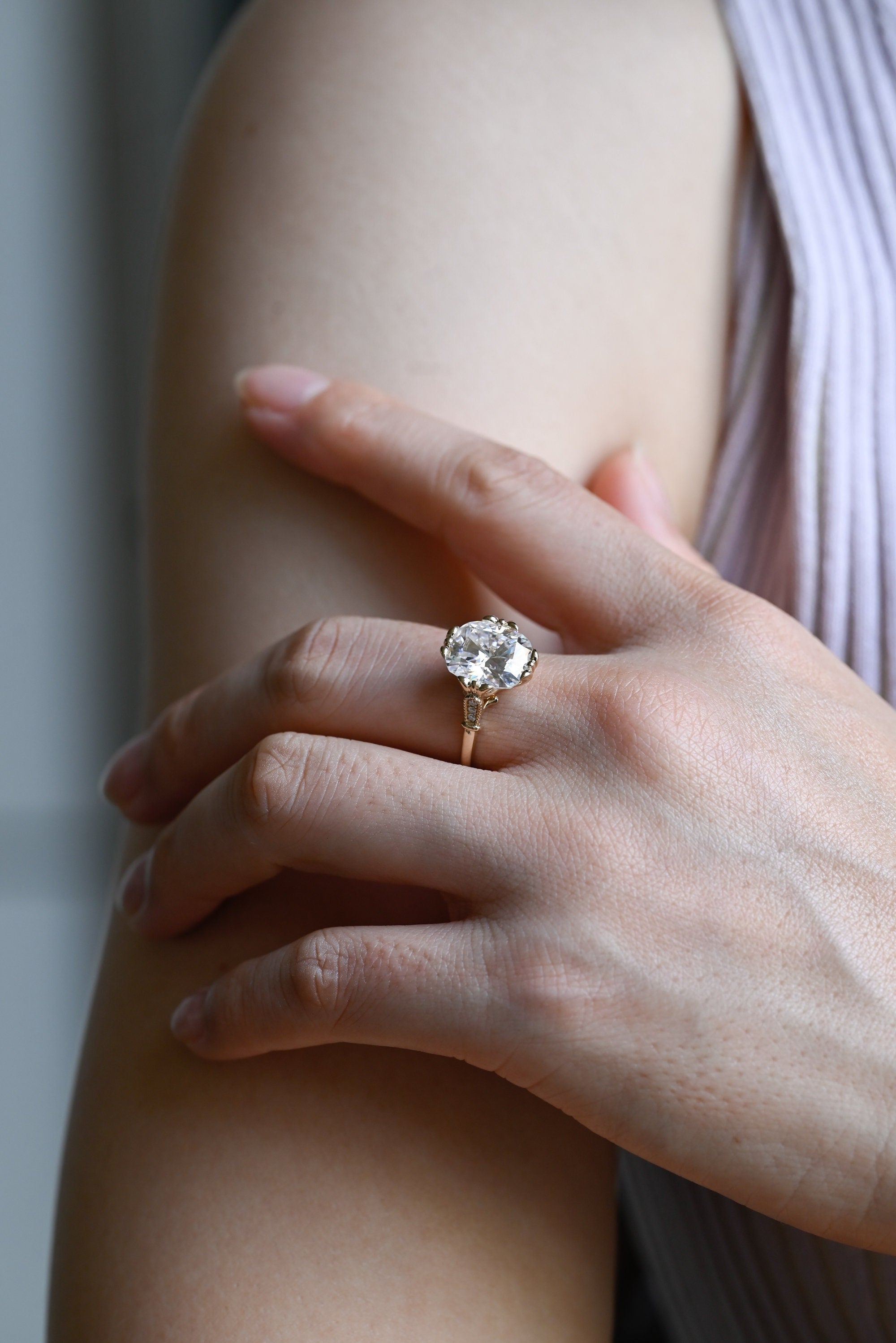 Brilliant Oval Cut Cluster Diamond Moissanite Ring for Her