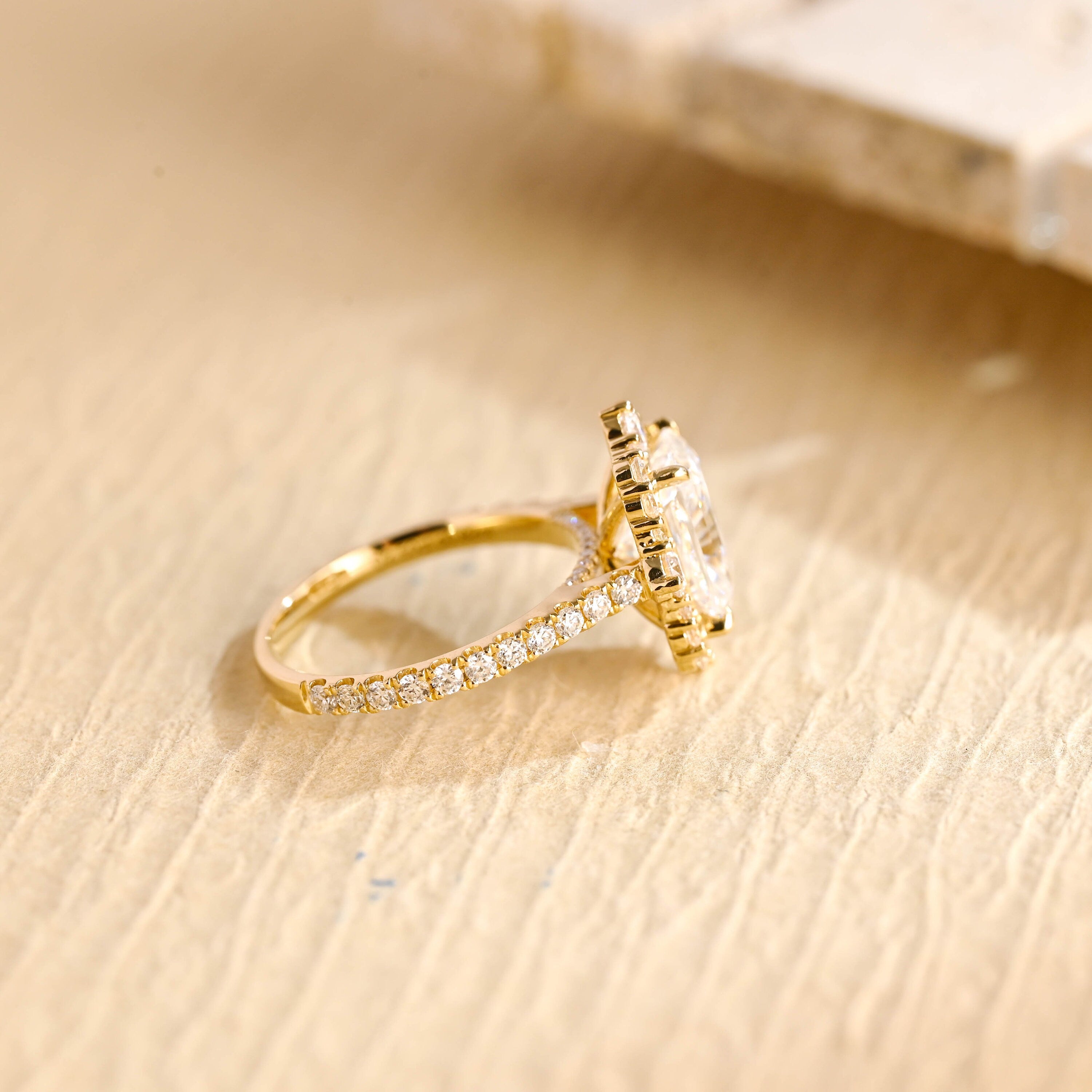unique radiant cut cluster moissanite engagement ring