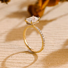 unique radiant cut hidden halo moissanite engagement ring