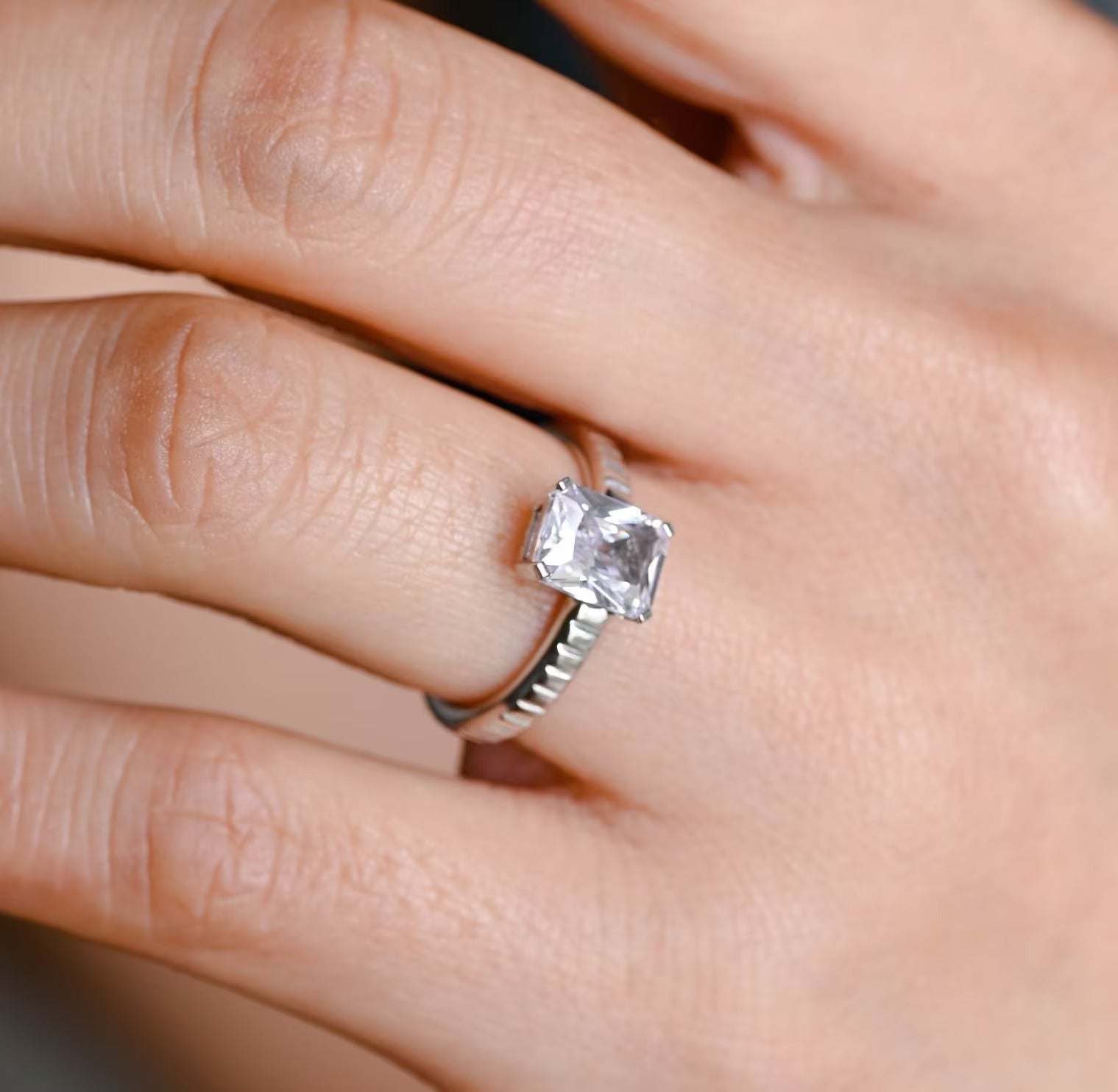 elegant radiant cut solitaire engagement ring moissanite