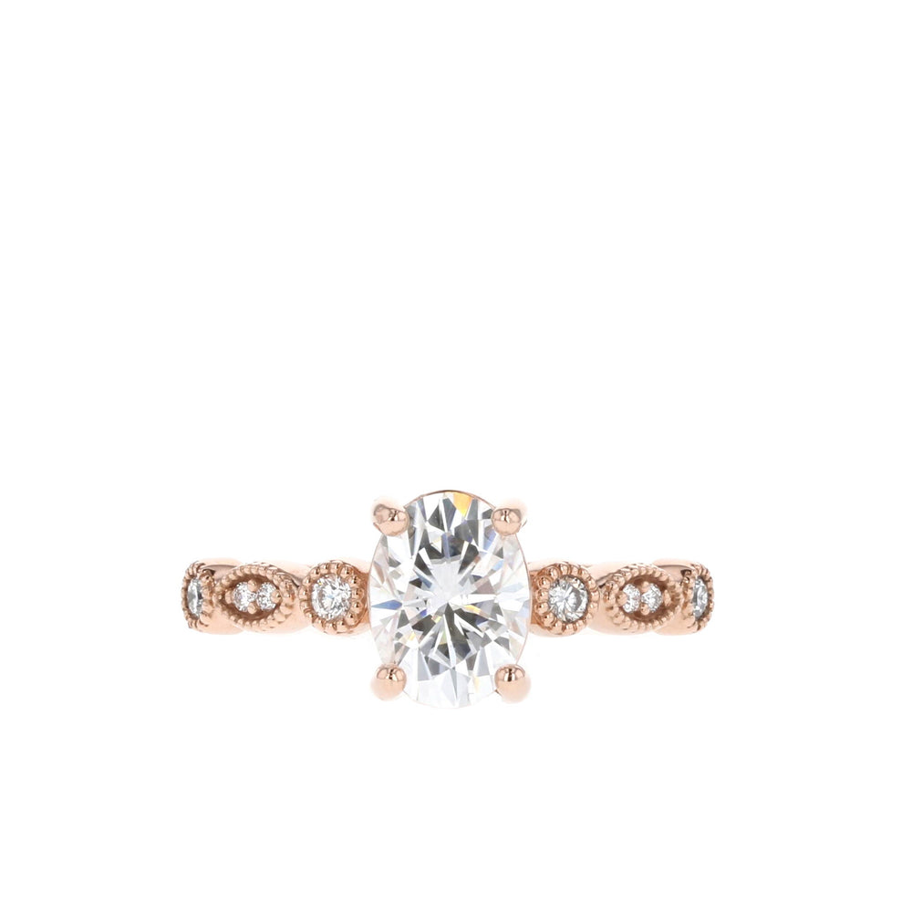 1.20CT Oval Unique Pave Moissanite Diamond Engagement Ring