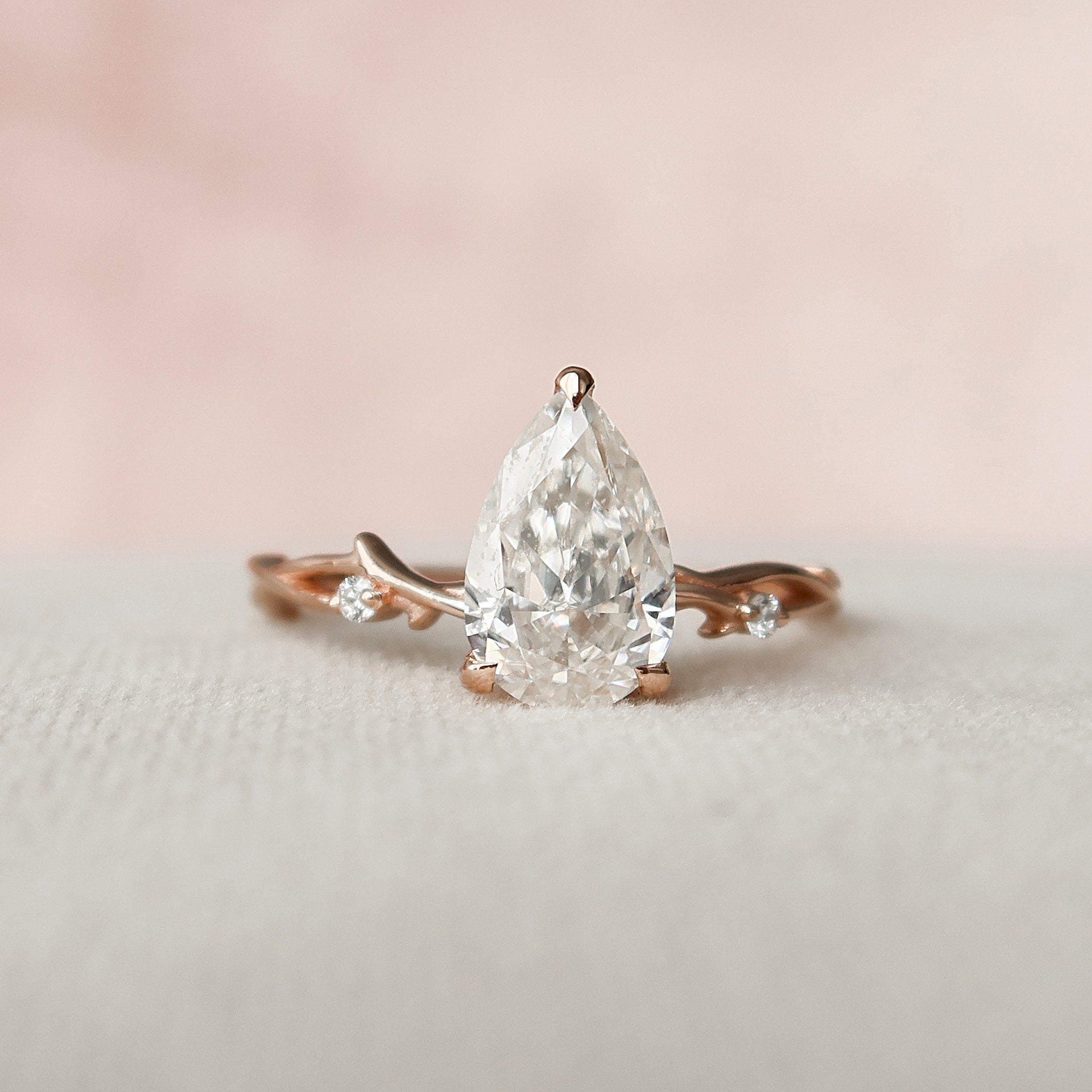 Pear Moissanite Diamond Ring