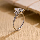 lab diamond alternative three stone pavé engagement ring
