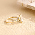 gold hidden halo moissanite engagement ring radiant cut