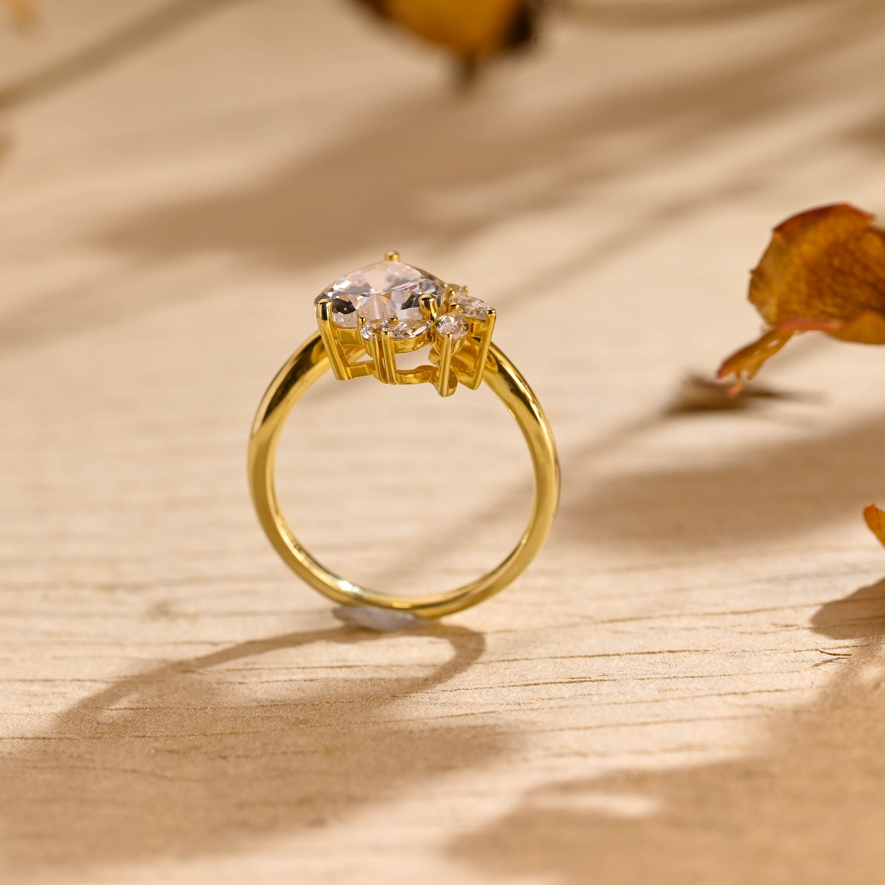 White Gold Heart Moissanite Ring