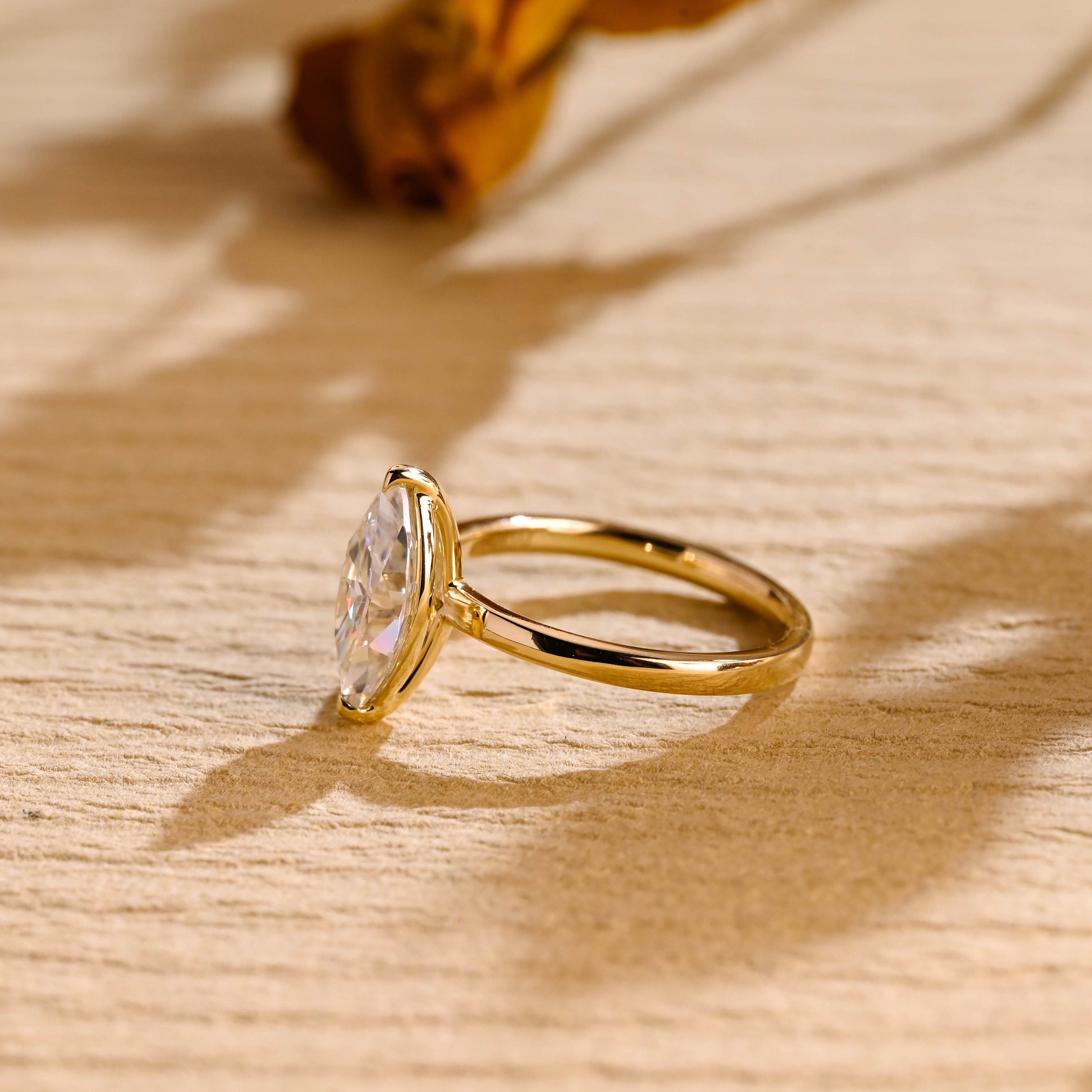 Marquise Cut Solitaire Moissanite Ring
