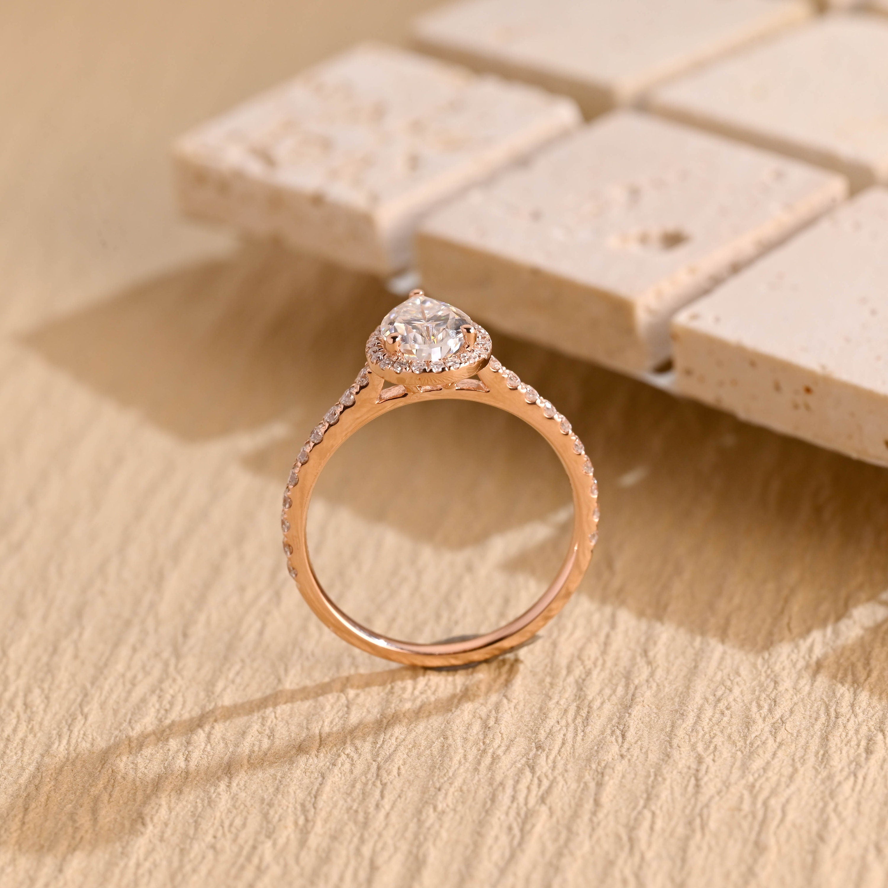 US bridal pear halo engagement ring