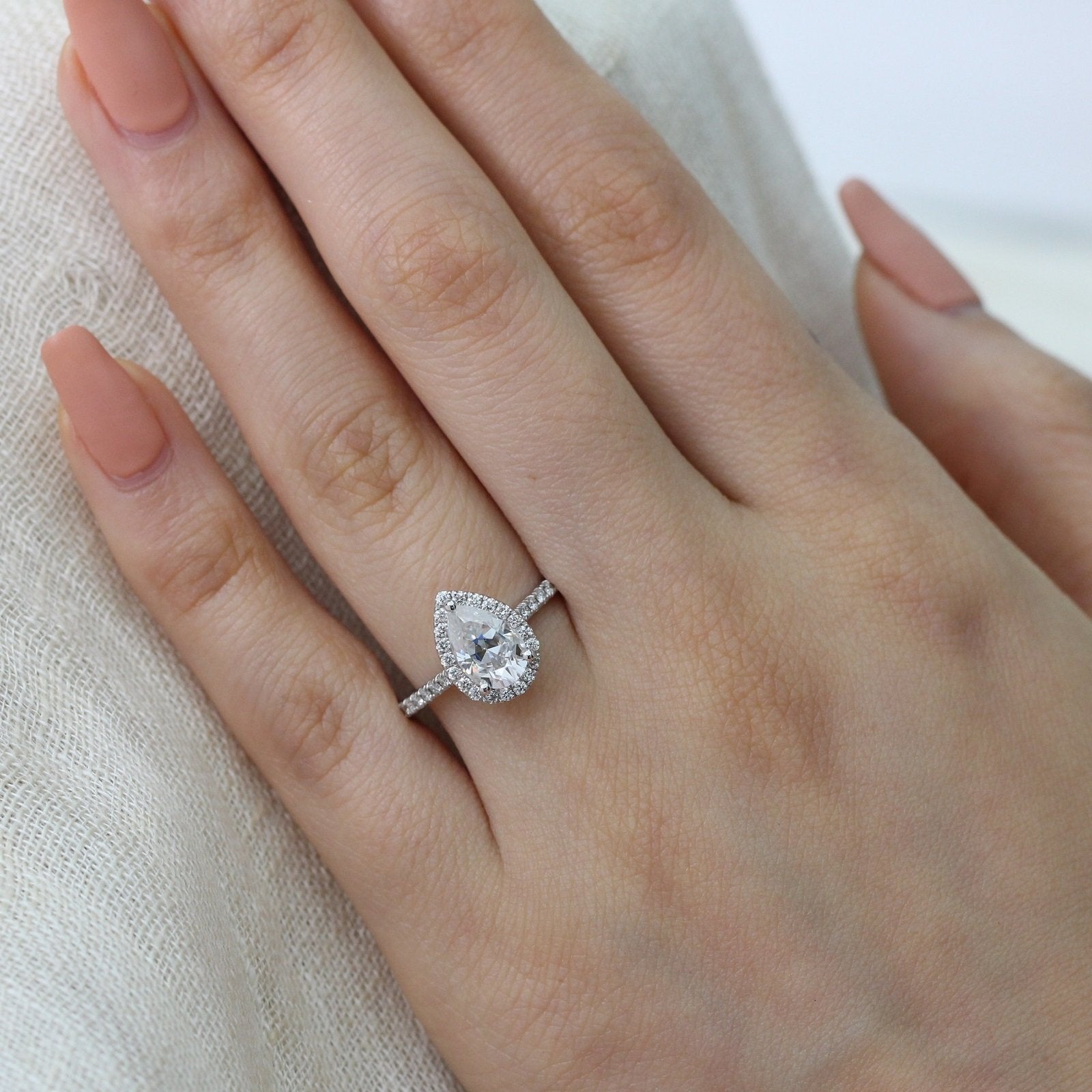 Halo Moissanite Engagement Ring