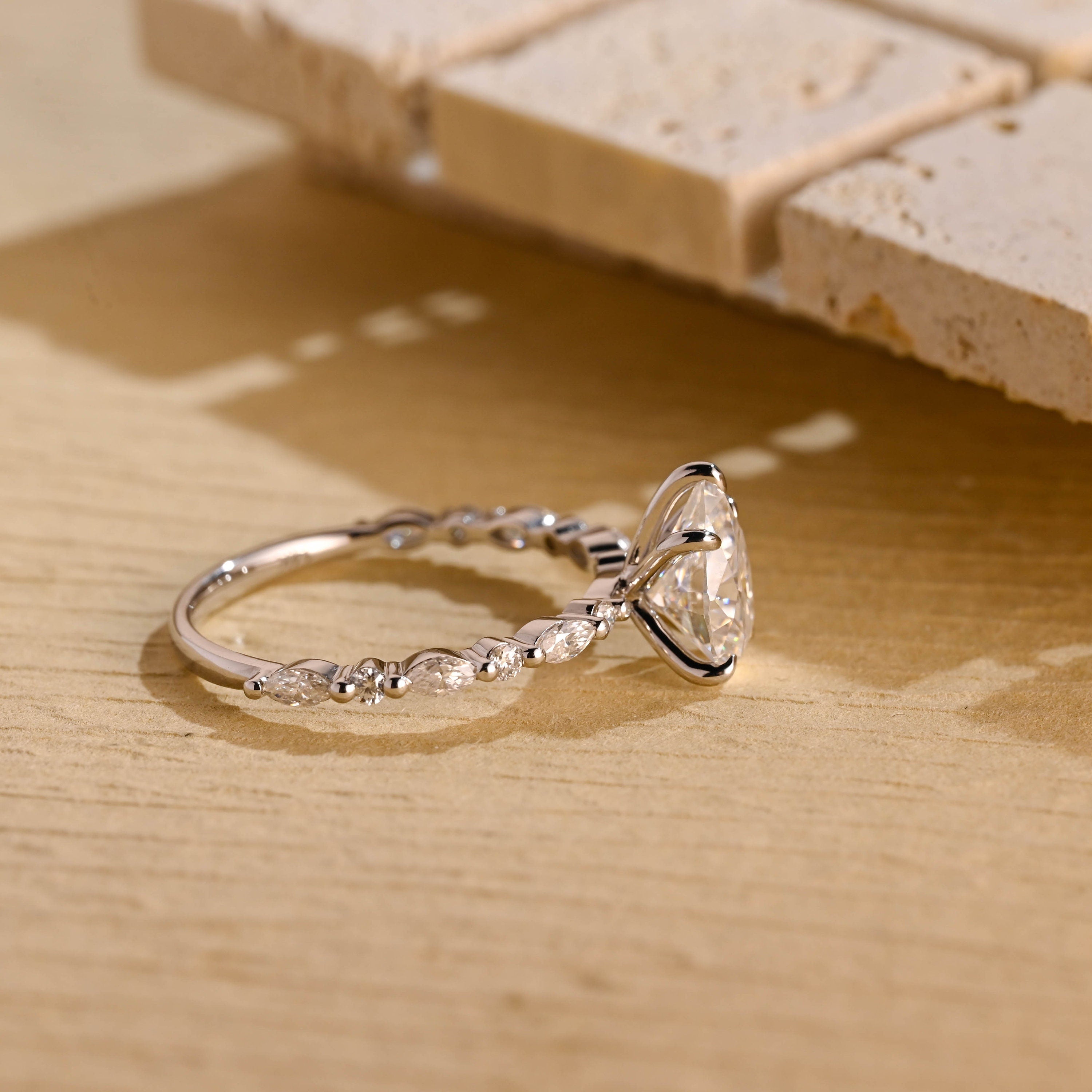 1ct pear cut moissanite bridal ring