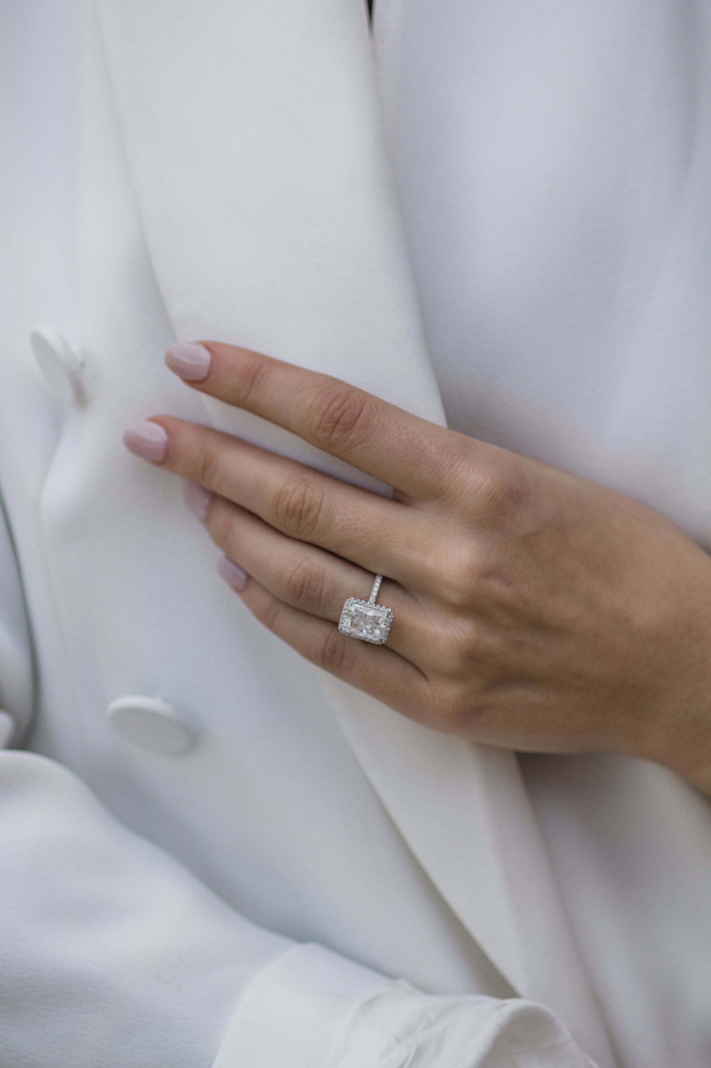 Diamond Halo Moissanite Ring