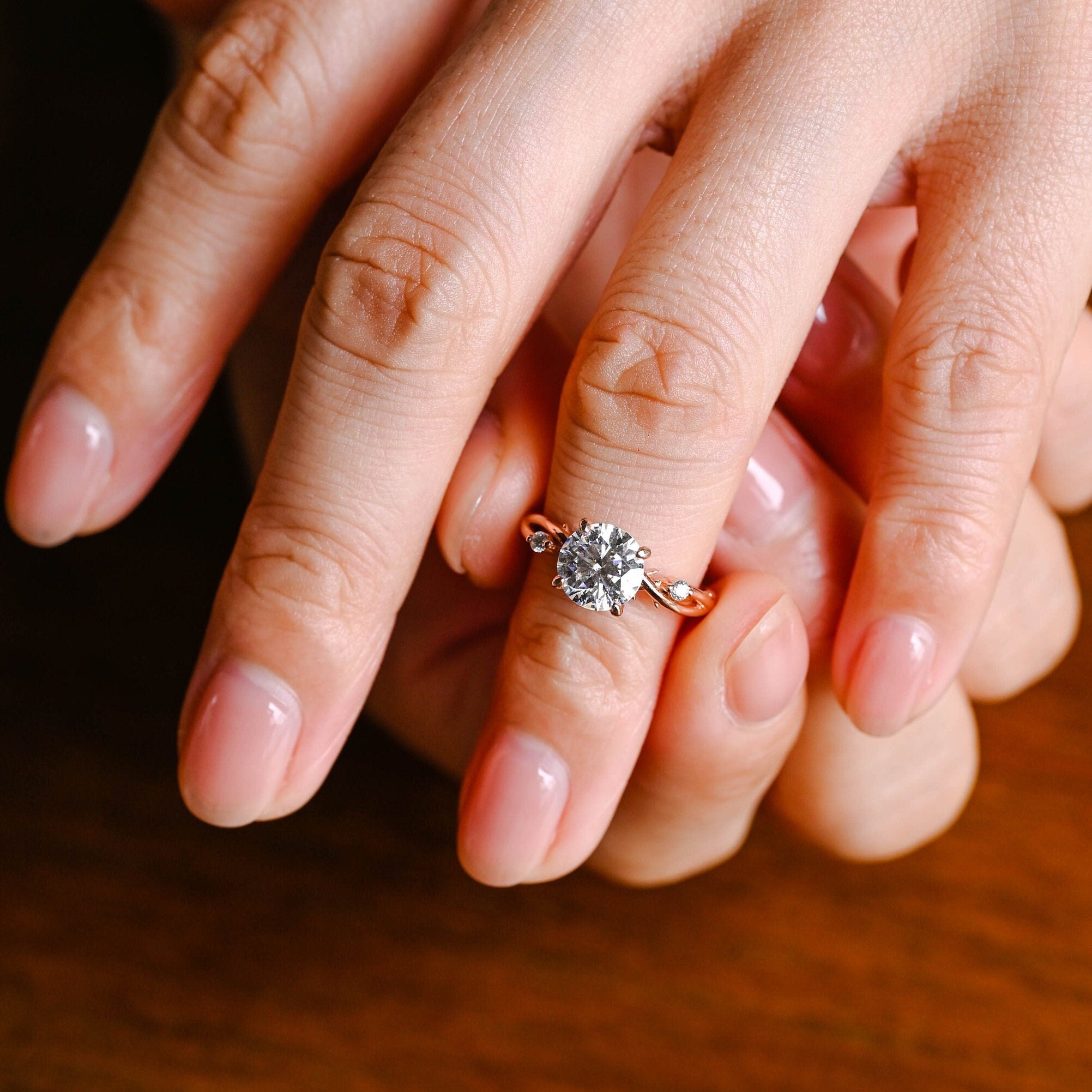 Custom Nature Inspired Moissanite Ring