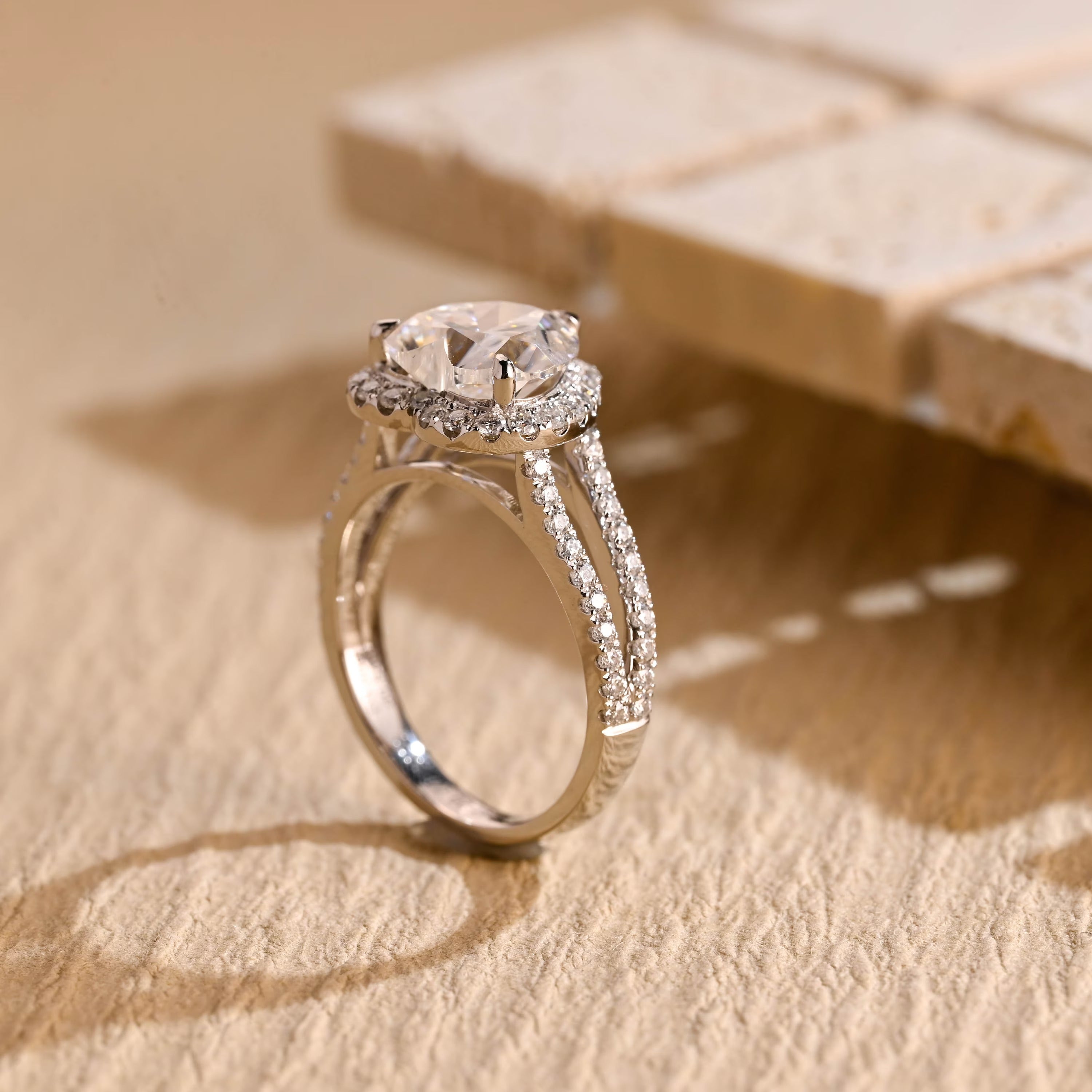 White Gold Heart Moissanite Ring