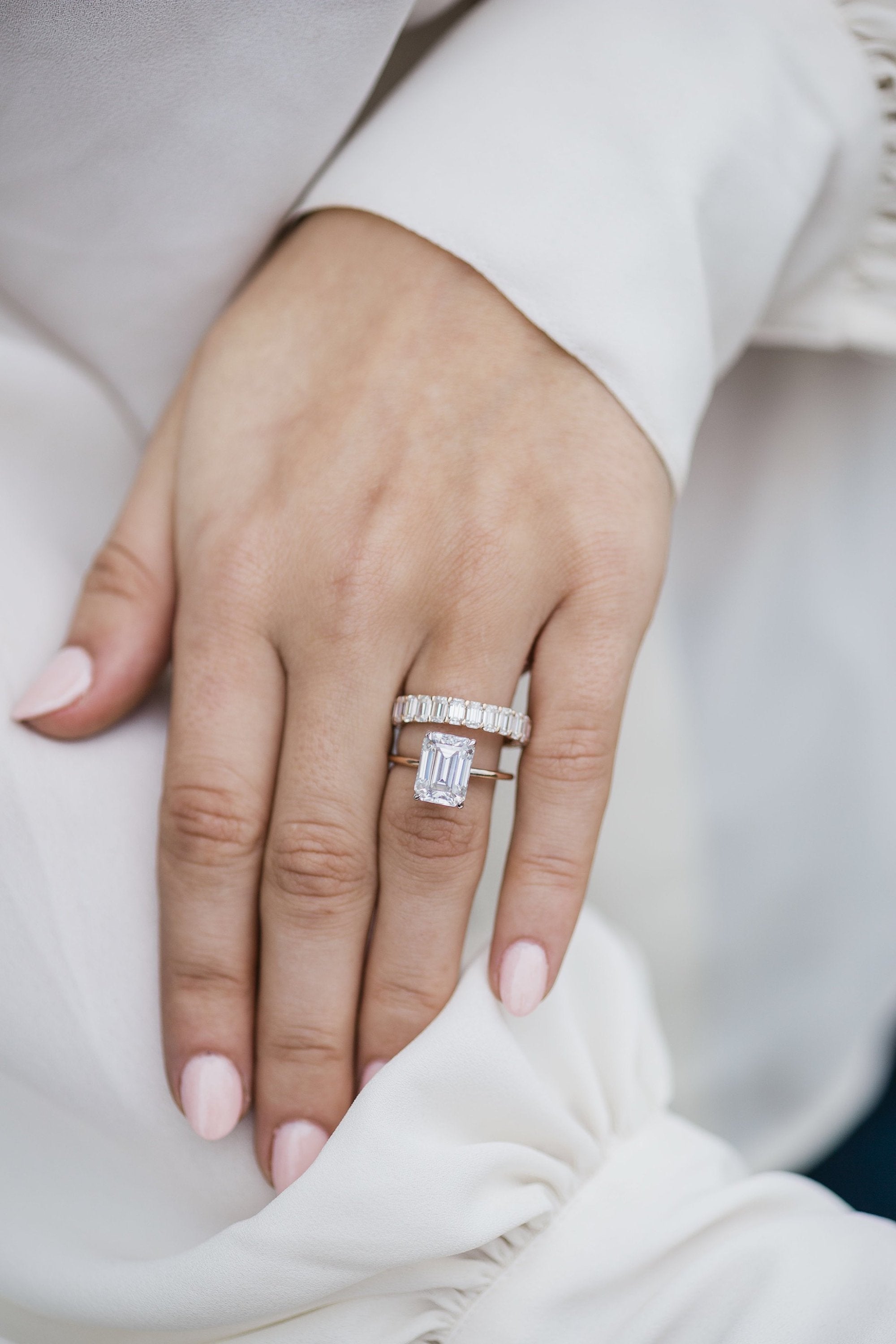 Emerald Solitaire Moissanite Ring
