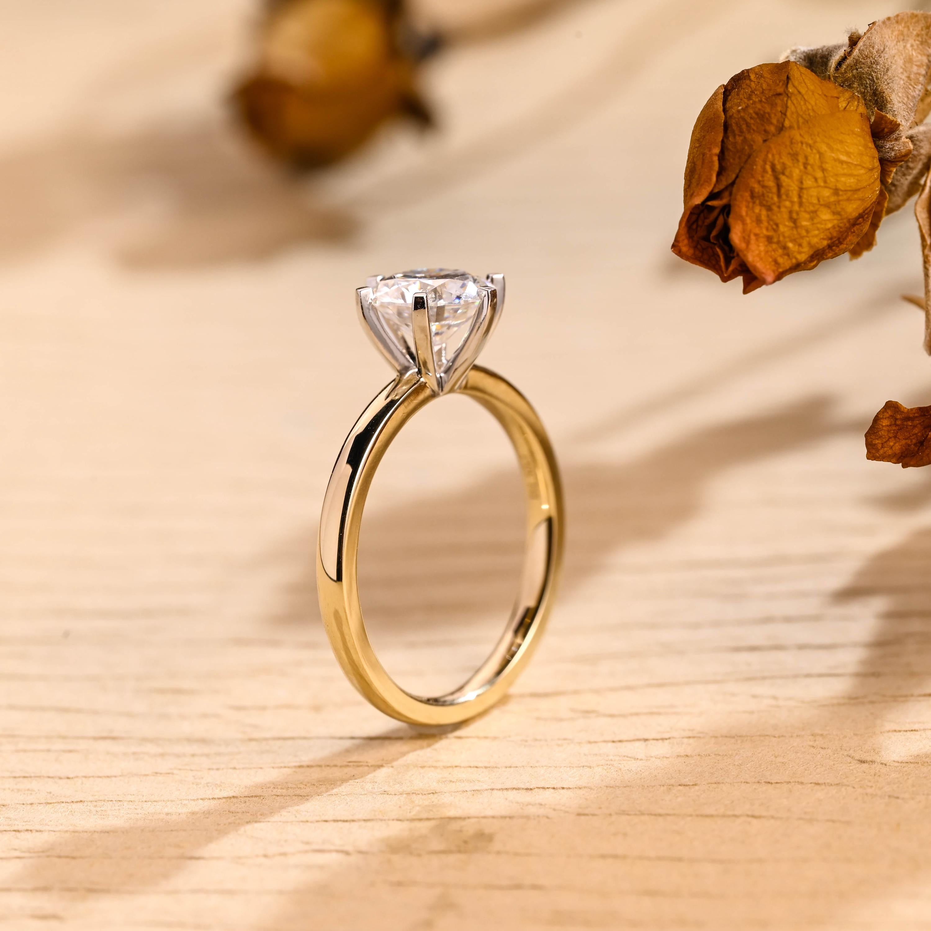 Romantic Round Brilliant Solitaire Ring with Exceptional Sparkle