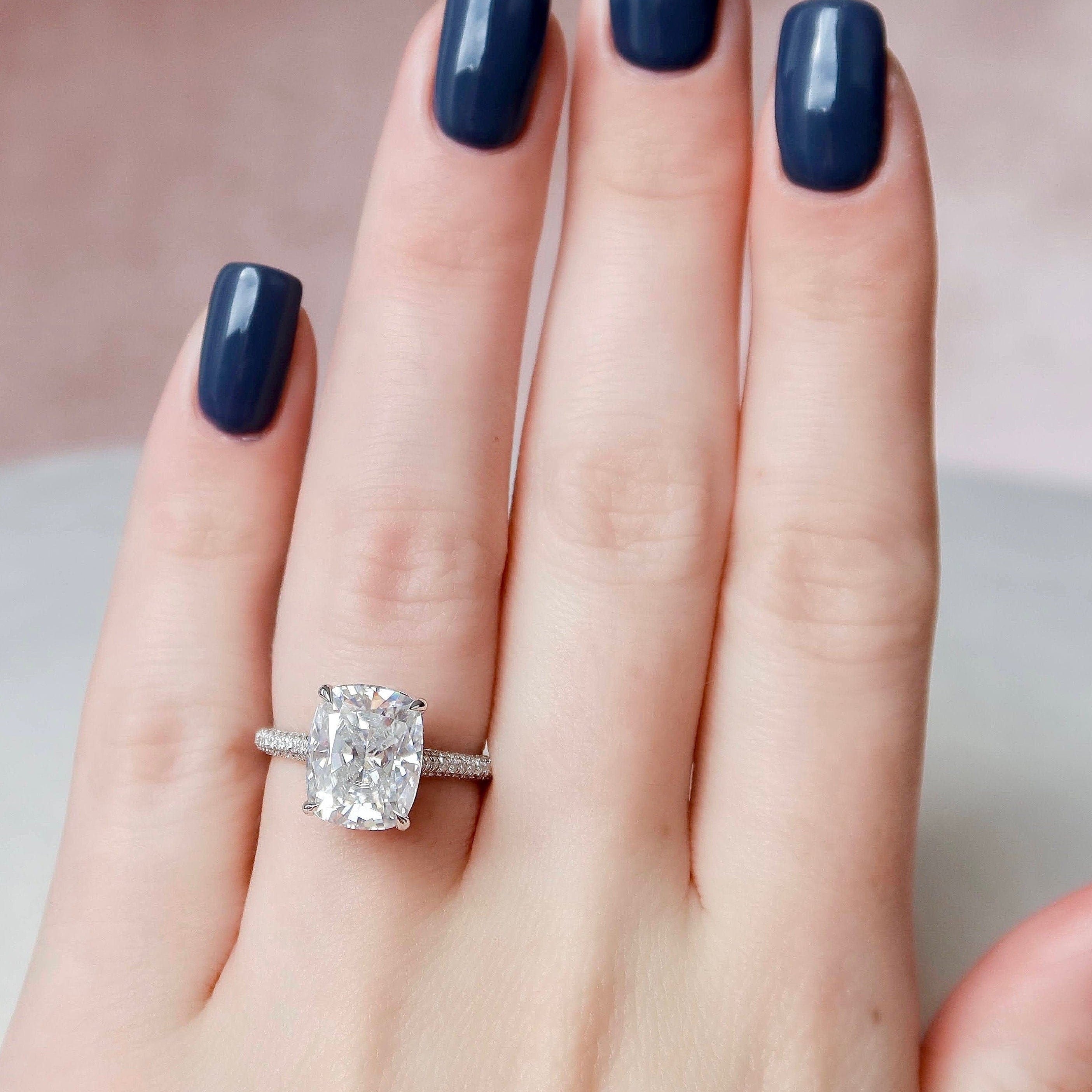 Elongated Cushion Hidden Halo Ring