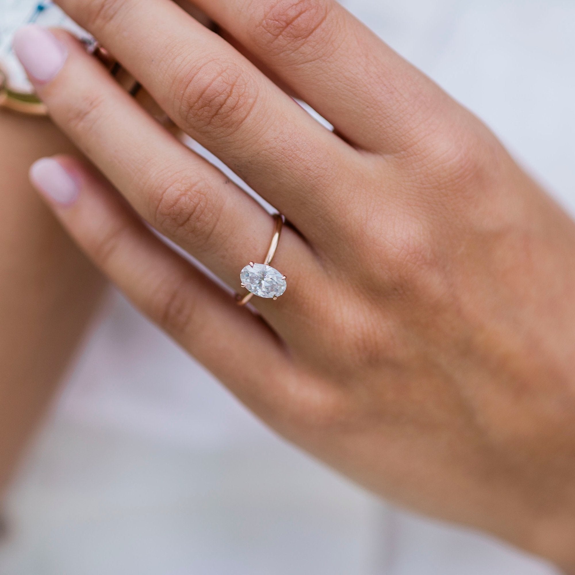 Oval Solitaire Moissanite Ring